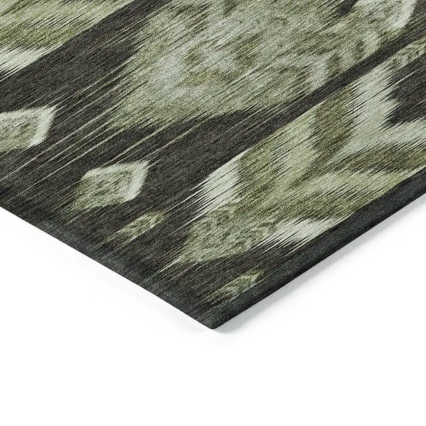 Olive Green And Artichoke Green Southwestern Washable Indoor Outdoor Area Rug Photo 5
