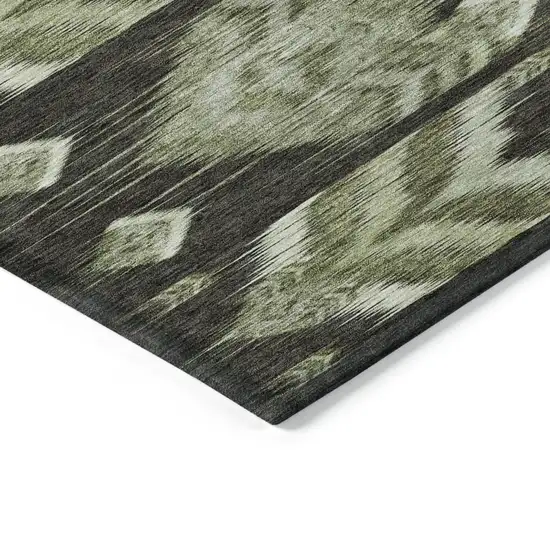 Olive Green And Artichoke Green Southwestern Washable Indoor Outdoor Area Rug Photo 5