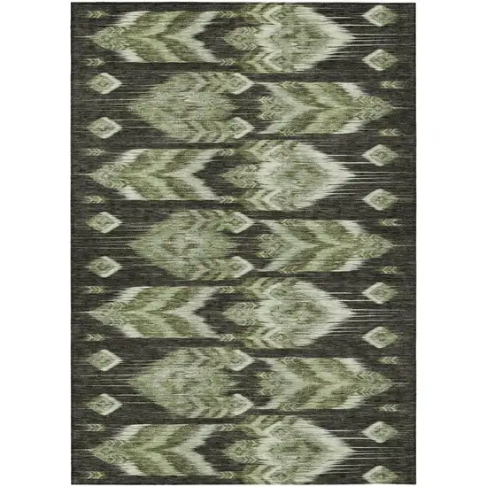 Olive Green And Artichoke Green Southwestern Washable Indoor Outdoor Area Rug Photo 2