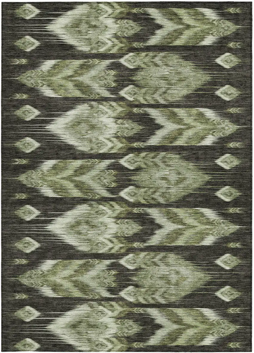 Olive Green And Artichoke Green Southwestern Washable Indoor Outdoor Area Rug Photo 7