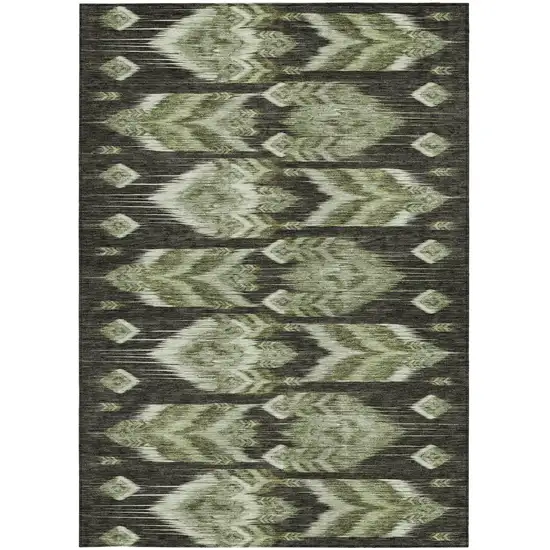 Olive Green And Artichoke Green Southwestern Washable Indoor Outdoor Area Rug Photo 7