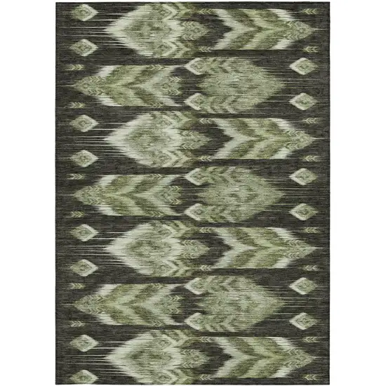 Olive Green And Artichoke Green Southwestern Washable Indoor Outdoor Area Rug Photo 7