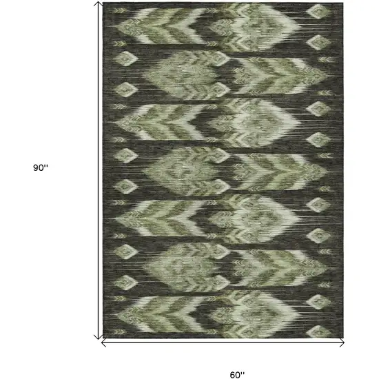 Olive Green And Artichoke Green Southwestern Washable Indoor Outdoor Area Rug Photo 3