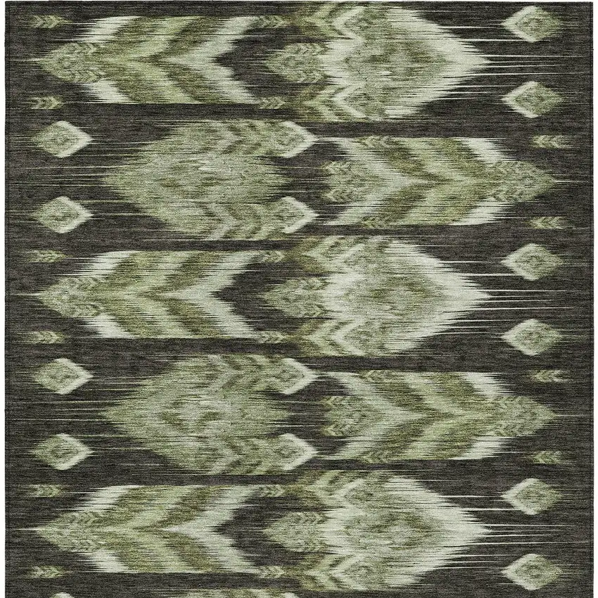 Olive Green And Artichoke Green Southwestern Washable Indoor Outdoor Area Rug Photo 6