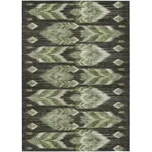 Photo of Olive Green And Artichoke Green Southwestern Washable Indoor Outdoor Area Rug