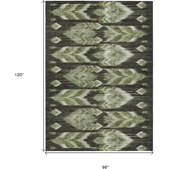 Olive Green And Artichoke Green Southwestern Washable Indoor Outdoor Area Rug Photo 3