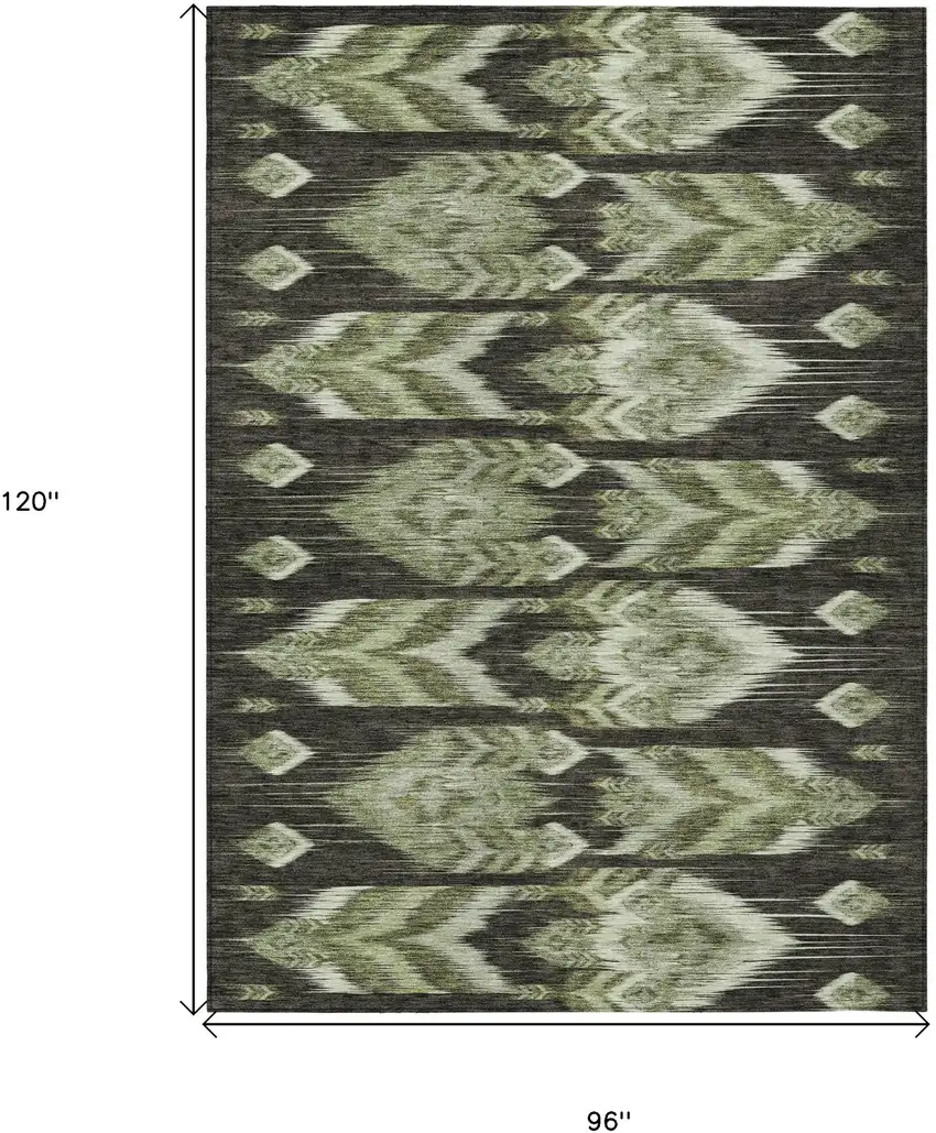 Olive Green And Artichoke Green Southwestern Washable Indoor Outdoor Area Rug Photo 3