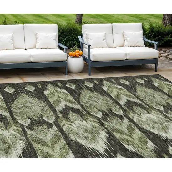Olive Green And Artichoke Green Southwestern Washable Indoor Outdoor Area Rug Photo 1