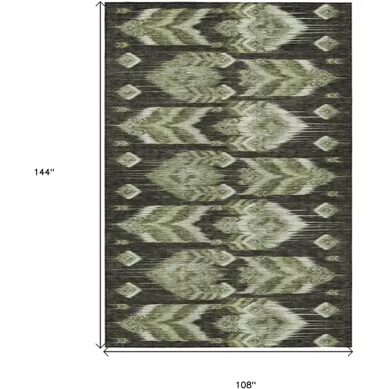 Olive Green And Artichoke Green Southwestern Washable Indoor Outdoor Area Rug Photo 3