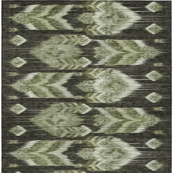 Olive Green And Artichoke Green Southwestern Washable Indoor Outdoor Area Rug Photo 6