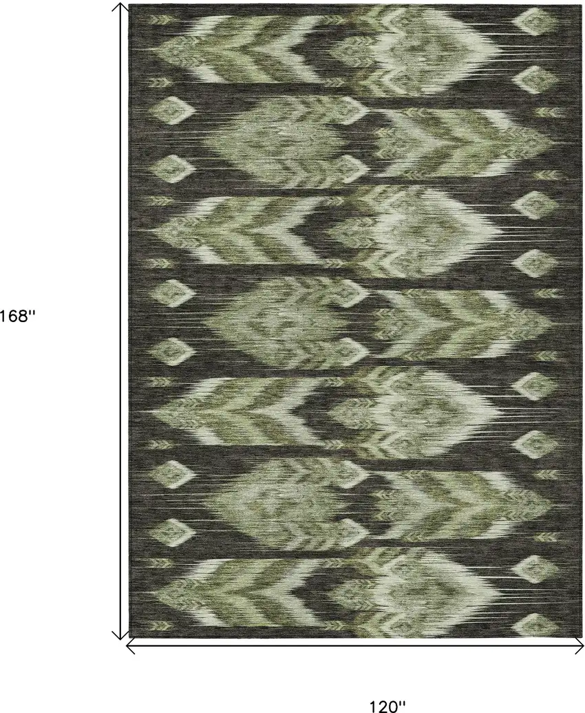 Olive Green And Artichoke Green Southwestern Washable Indoor Outdoor Area Rug Photo 3