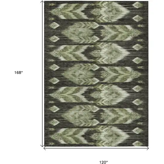 Olive Green And Artichoke Green Southwestern Washable Indoor Outdoor Area Rug Photo 3