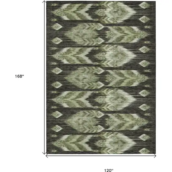 Olive Green And Artichoke Green Southwestern Washable Indoor Outdoor Area Rug Photo 3