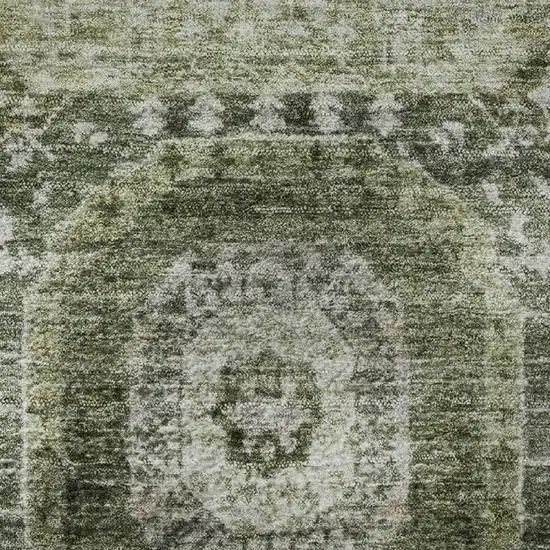 Olive Green And Beige Abstract Geometric Washable Area Rug With UV Protection Photo 9