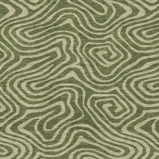 Olive Green And Beige Abstract Washable Area Rug With UV Protection Photo 2