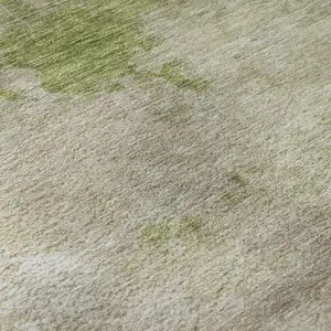 Photo of Olive Green And Beige Abstract Washable Area Rug With UV Protection