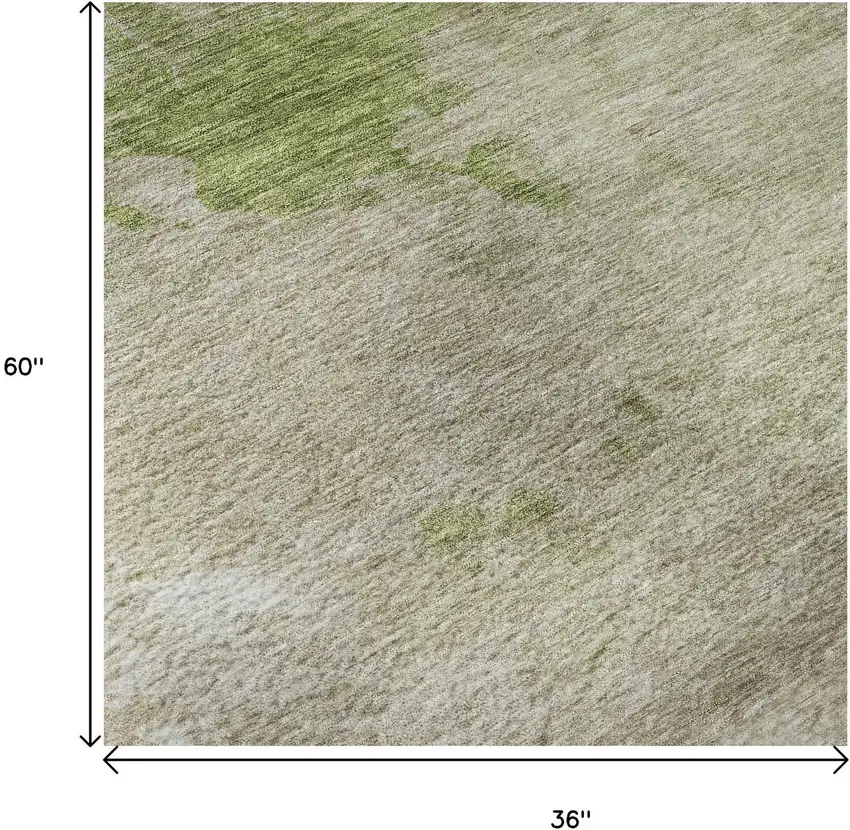Olive Green And Beige Abstract Washable Area Rug With UV Protection Photo 8