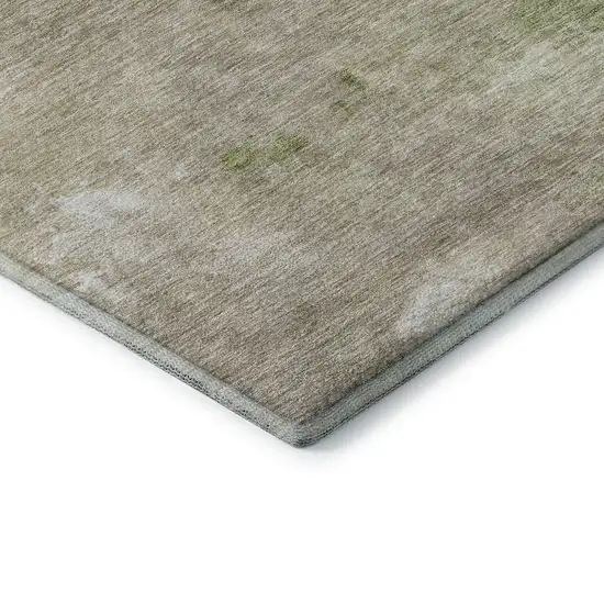 Olive Green And Beige Abstract Washable Area Rug With UV Protection Photo 6