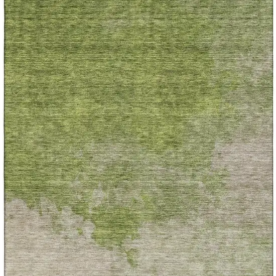Olive Green And Beige Abstract Washable Area Rug With UV Protection Photo 4