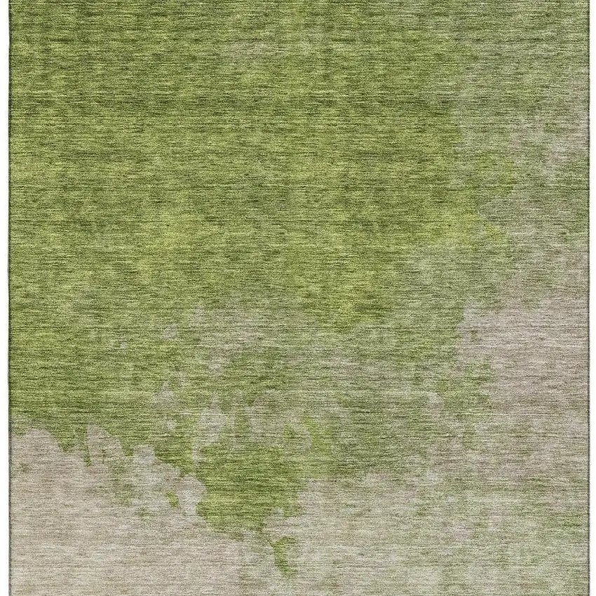 Olive Green And Beige Abstract Washable Area Rug With UV Protection Photo 4