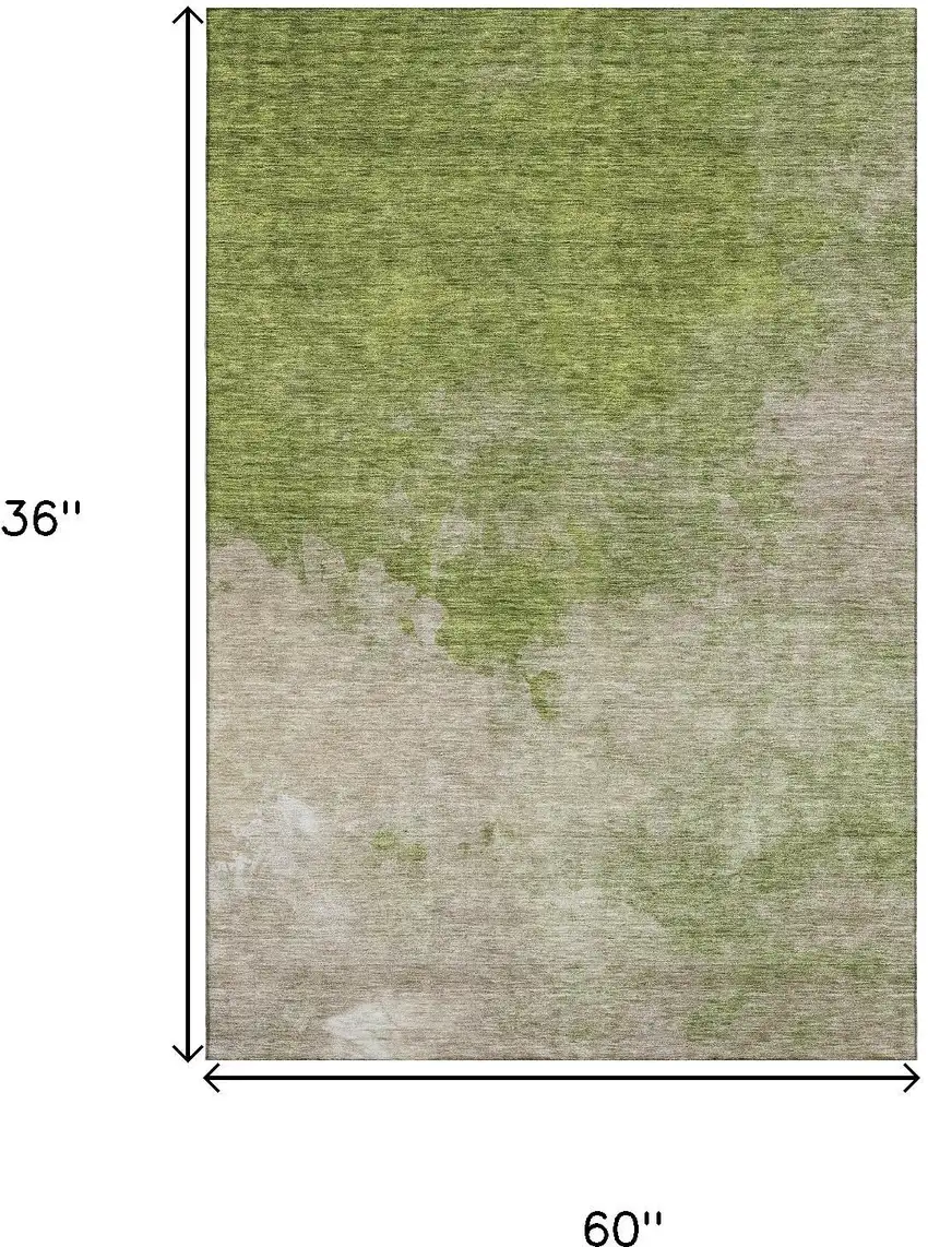 Olive Green And Beige Abstract Washable Area Rug With UV Protection Photo 9
