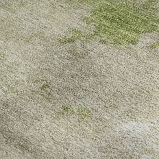 Olive Green And Beige Abstract Washable Area Rug With UV Protection Photo 2