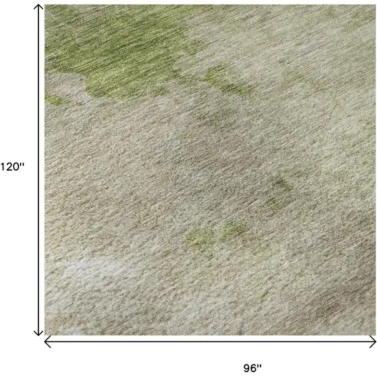 Olive Green And Beige Abstract Washable Area Rug With UV Protection Photo 9