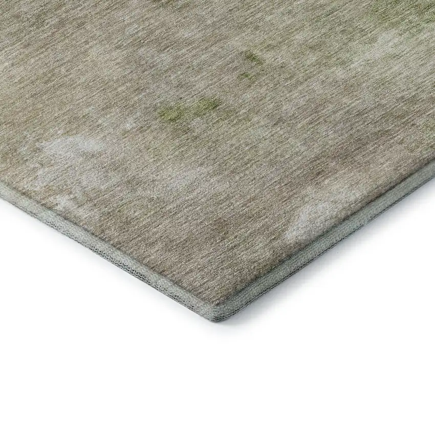 Olive Green And Beige Abstract Washable Area Rug With UV Protection Photo 6