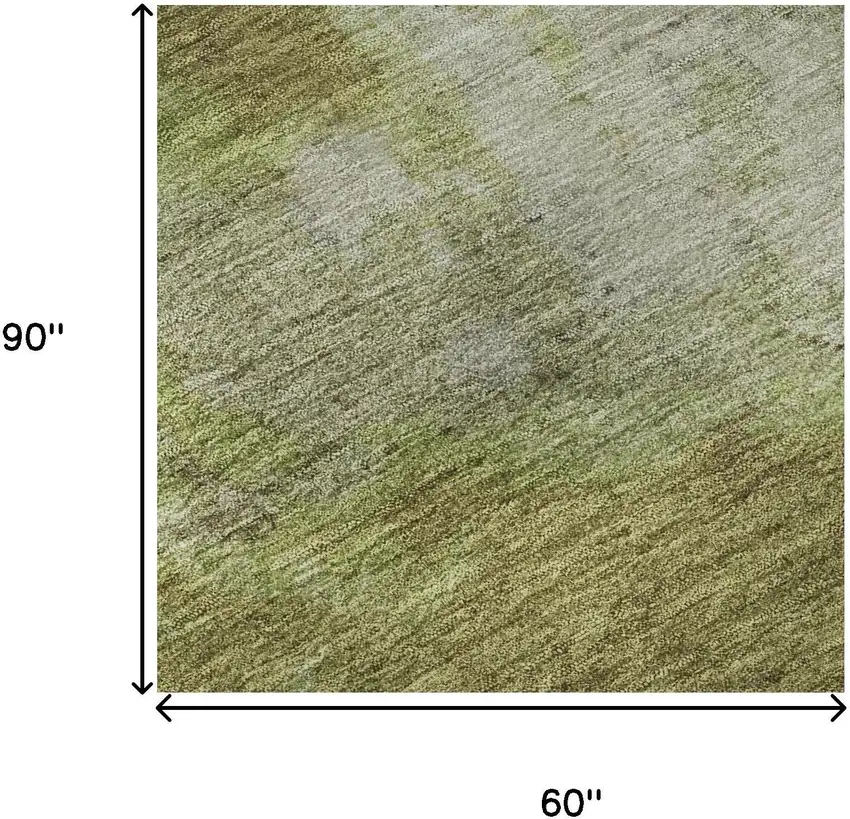 Olive Green And Beige Abstract Washable Area Rug With UV Protection Photo 9