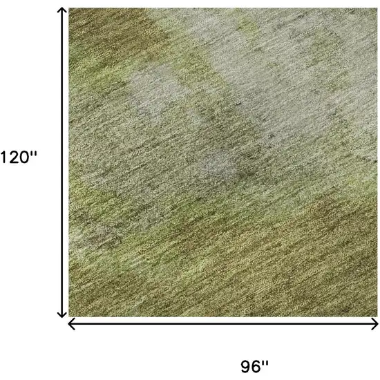 Olive Green And Beige Abstract Washable Area Rug With UV Protection Photo 9
