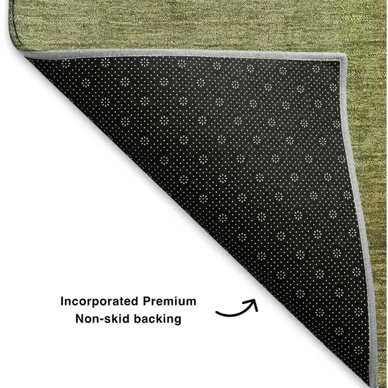 Olive Green And Beige Abstract Washable Area Rug With UV Protection Photo 5