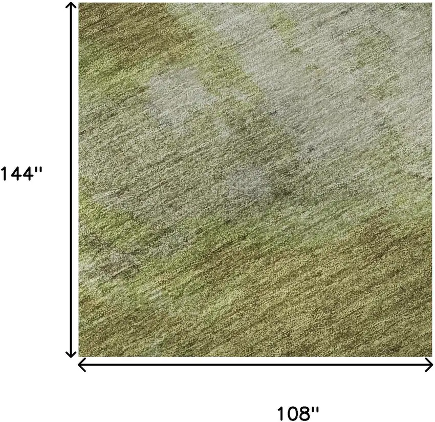 Olive Green And Beige Abstract Washable Area Rug With UV Protection Photo 9