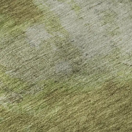 Olive Green And Beige Abstract Washable Area Rug With UV Protection Photo 1