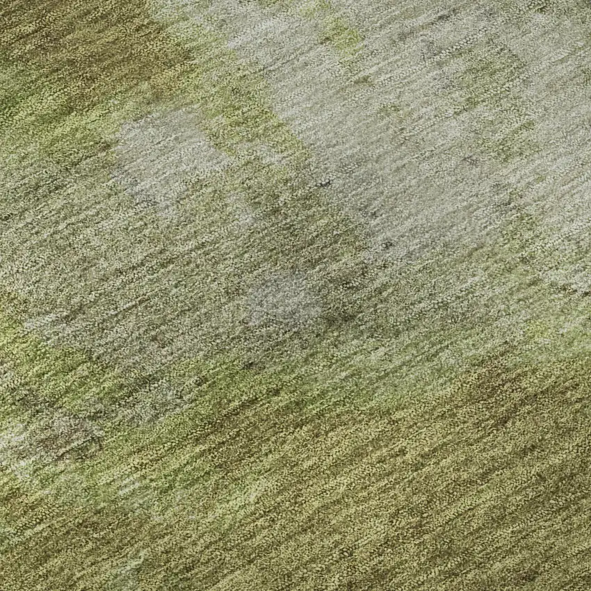 Olive Green And Beige Abstract Washable Area Rug With UV Protection Photo 1