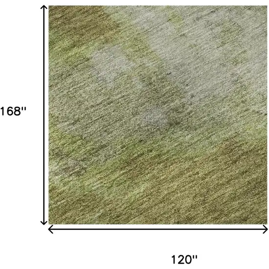 Olive Green And Beige Abstract Washable Area Rug With UV Protection Photo 8
