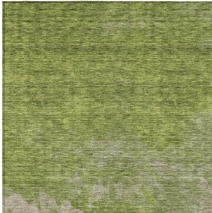 Olive Green And Beige Abstract Washable Indoor Outdoor Area Rug Photo 5