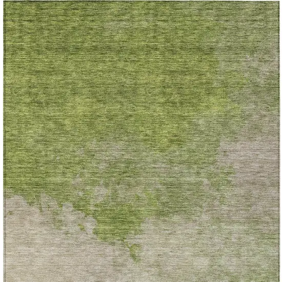 Olive Green And Beige Abstract Washable Indoor Outdoor Area Rug Photo 6