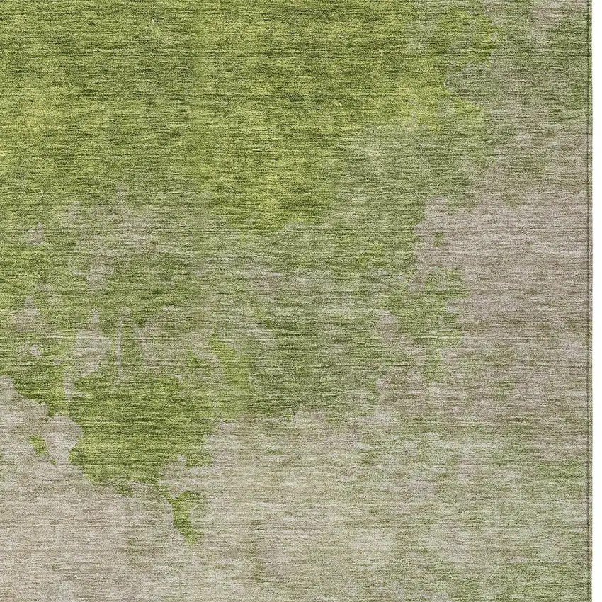 Olive Green And Beige Abstract Washable Indoor Outdoor Area Rug Photo 5