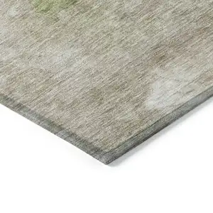 Photo of Olive Green And Beige Abstract Washable Indoor Outdoor Area Rug