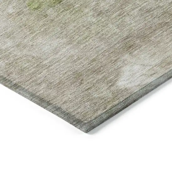 Olive Green And Beige Abstract Washable Indoor Outdoor Area Rug Photo 4