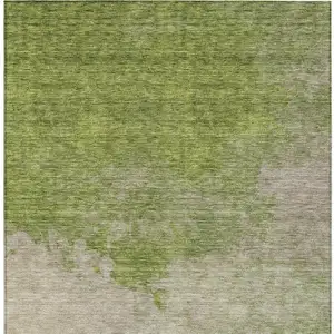 Photo of Olive Green And Beige Abstract Washable Indoor Outdoor Area Rug