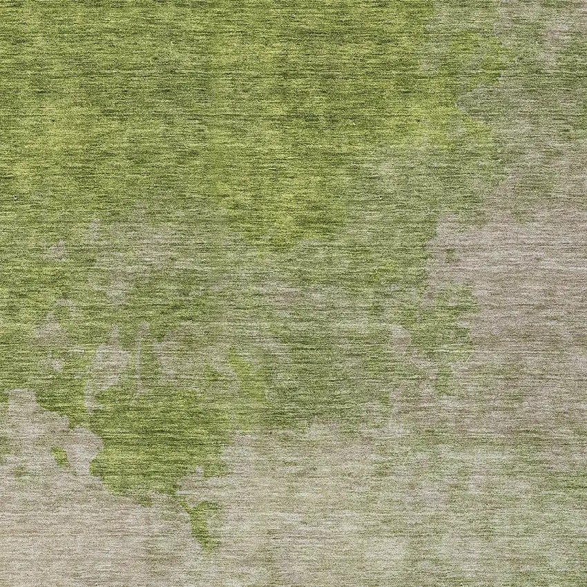 Olive Green And Beige Abstract Washable Indoor Outdoor Area Rug Photo 5