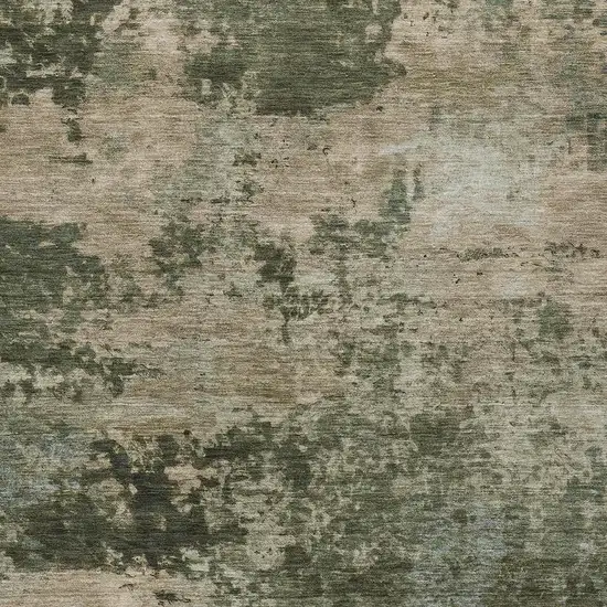 Olive Green And Beige Abstract Washable Indoor Outdoor Area Rug Photo 2