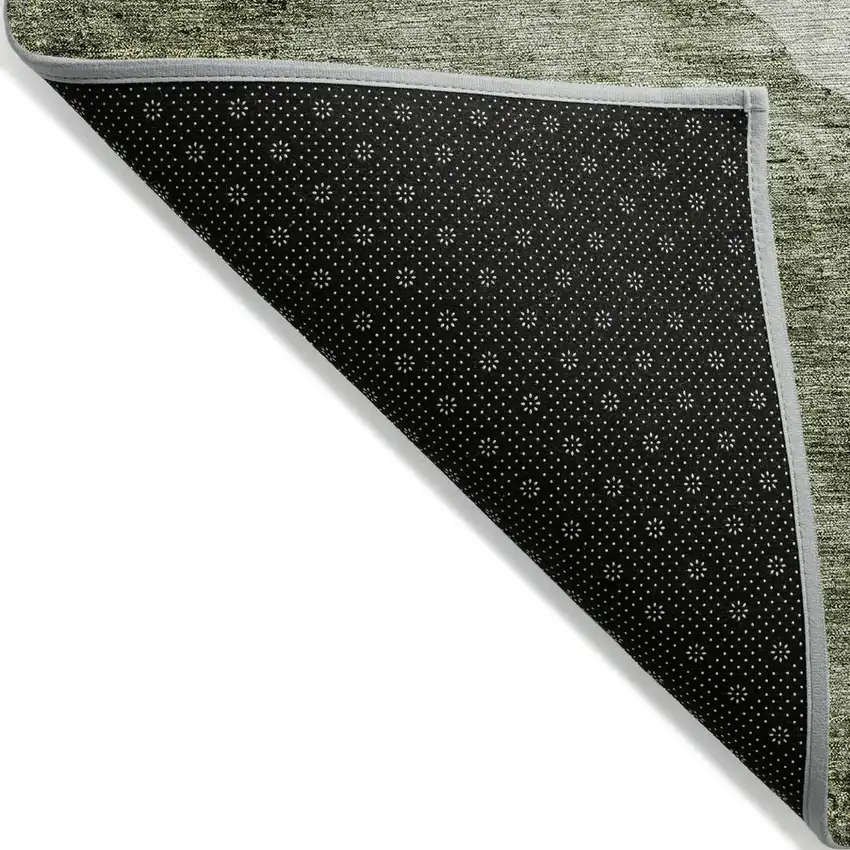Olive Green And Beige Abstract Washable Indoor Outdoor Area Rug Photo 4