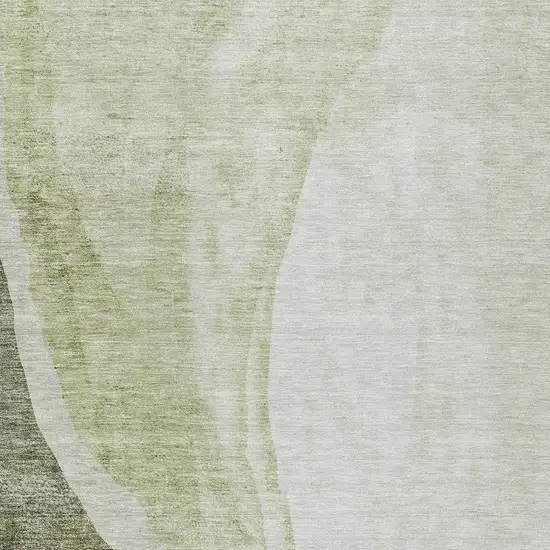 Olive Green And Beige Abstract Washable Indoor Outdoor Area Rug Photo 6