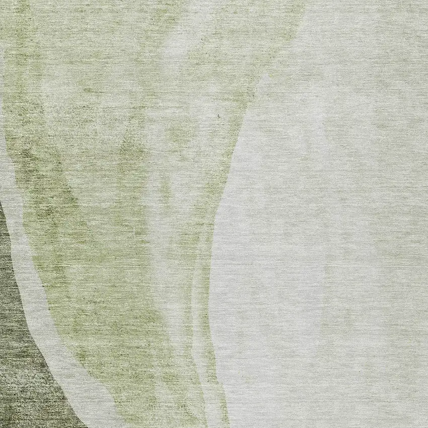 Olive Green And Beige Abstract Washable Indoor Outdoor Area Rug Photo 6