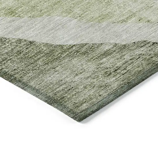 Olive Green And Beige Abstract Washable Indoor Outdoor Area Rug Photo 5