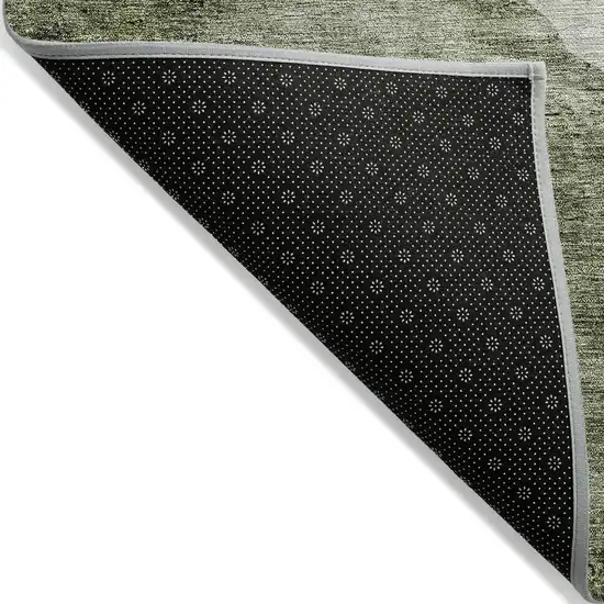 Olive Green And Beige Abstract Washable Indoor Outdoor Area Rug Photo 4