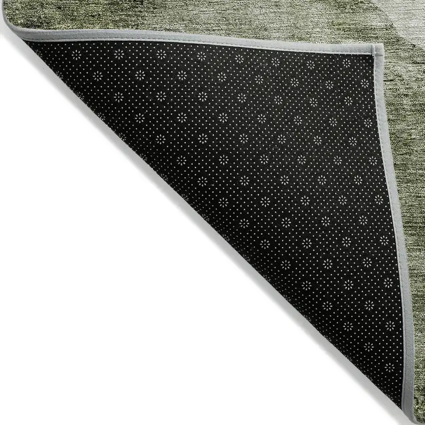 Olive Green And Beige Abstract Washable Indoor Outdoor Area Rug Photo 4