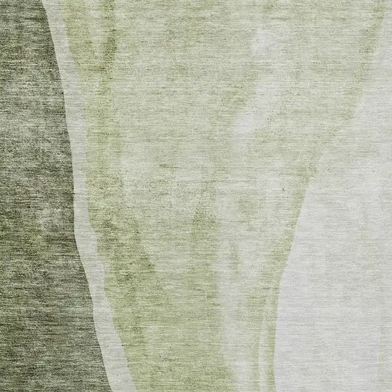 Olive Green And Beige Abstract Washable Indoor Outdoor Area Rug Photo 6